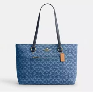 🔥New COACH Station Tote Bag In Signature Denim With Hangtag And Gold Hardware